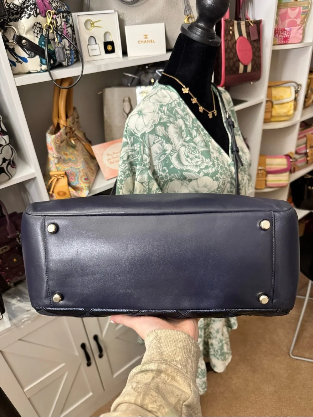 Coach Blue and Black Patchwork Morgan Satchel